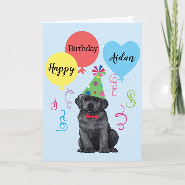 Carte Ballons de fête d'anniversaire Black Lab (Devant)