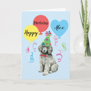 Carte Ballons de fête d'anniversaire caniche