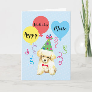 Carte Ballons de fête d'anniversaire Toy Poodle
