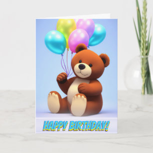Carte Ballons de fête de l'ours en peluche