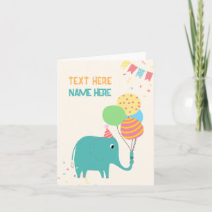 Carte Ballons d'éléphant mignons