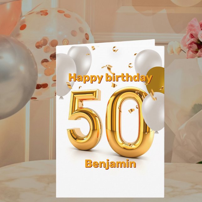 Carte Ballons d'or et d'argent Confetti 50e anniversaire (Créateur téléchargé)