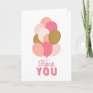 Carte Ballons d'or Faux rose vif Merci