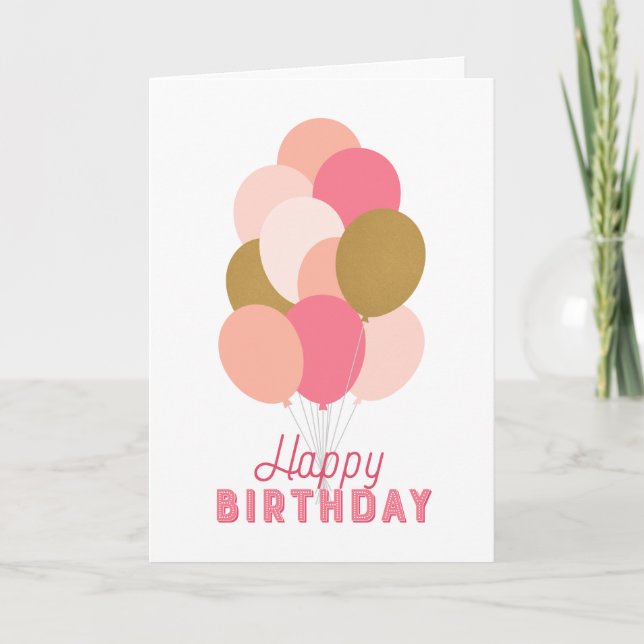Carte Ballons d'or Faux Roses Bleus Joyeux anniversaire (Devant)
