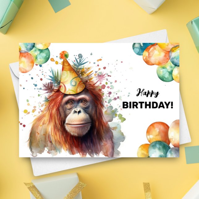 Carte Ballons d'Orangoutan et Casquette de fête Joyeux a (Créateur téléchargé)