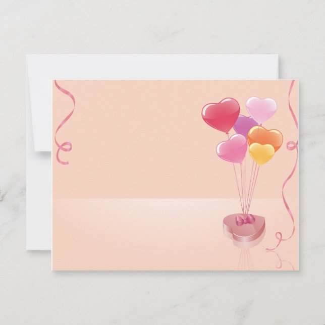 Carte Ballons et chocolats en forme de cœur (Devant)