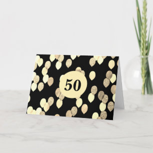 Carte Ballons noir et or 50e anniversaire