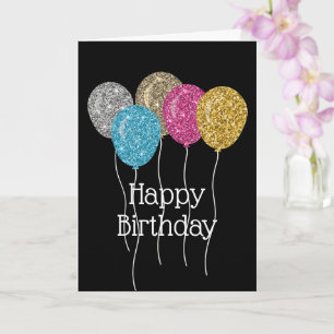 Carte Ballons Parties scintillant d'anniversaire moderne