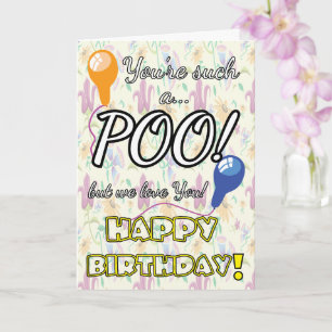 Carte Ballons POOP gâteau drôle anniversaire de enfant