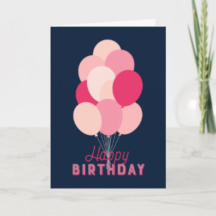 Carte Ballons roses Bleu Joyeux Anniversaire