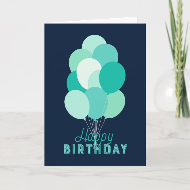 Carte Ballons turquoises Bleu Joyeux anniversaire (Devant)