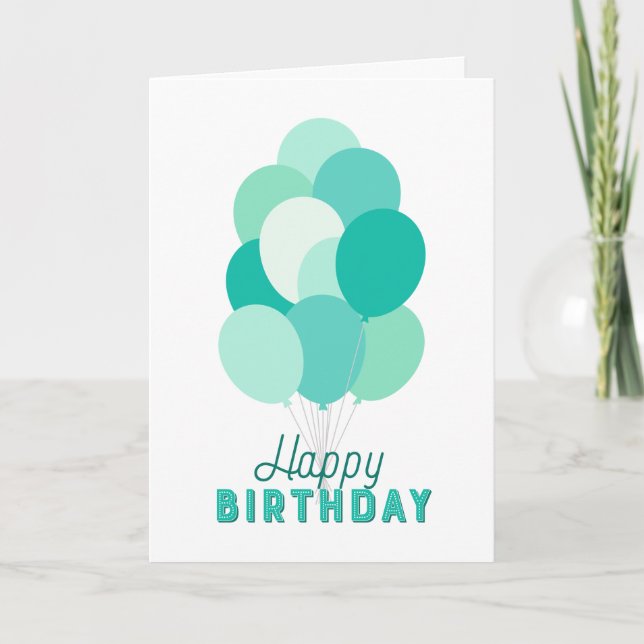 Carte Ballons turquoises Joyeux anniversaire (Devant)