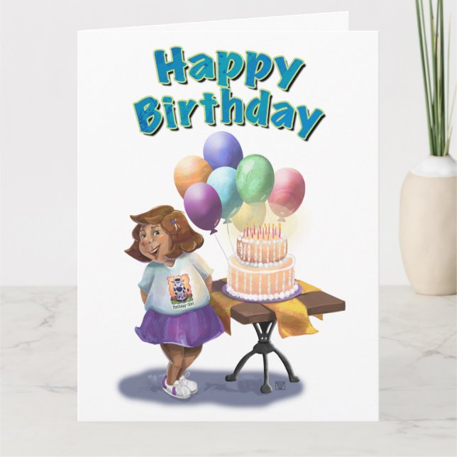 Carte Balloon coloré Anniversaire Fille (Devant)