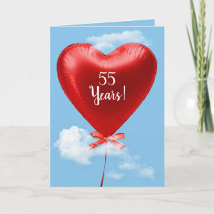 Carte Balloon Red Heart pour le 55e anniversaire