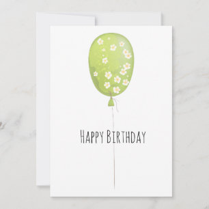 Carte Balloon vert Anniversaire minimaliste