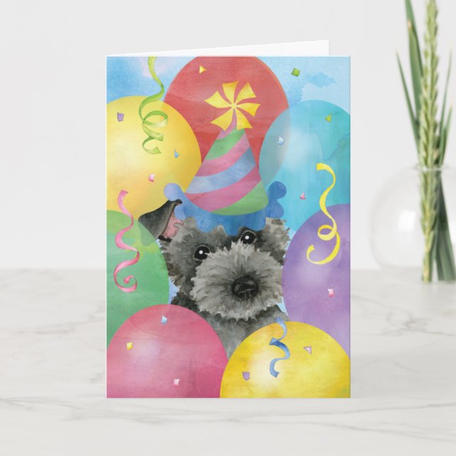 Carte Balloons d'anniversaire Terrier écossais (Devant)