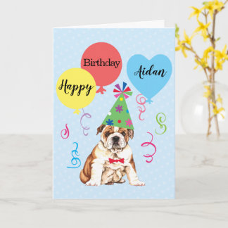Carte Balloons de fête d'anniversaire Bulldog Card
