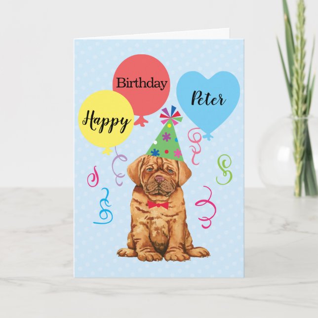 Carte Balloons de fête d'anniversaire Dogue de Bordeaux  (Devant)