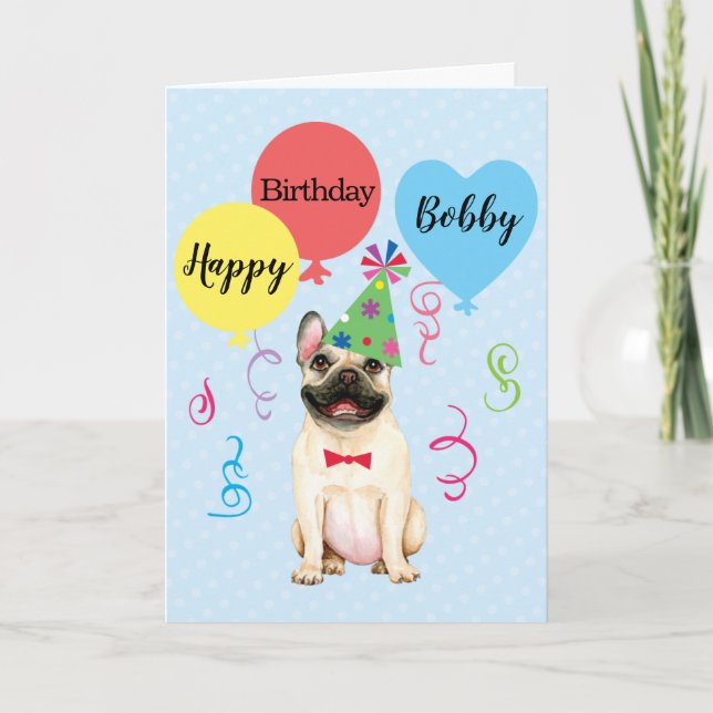 Carte Balloons de fête d'anniversaire French Bulldog Car (Devant)