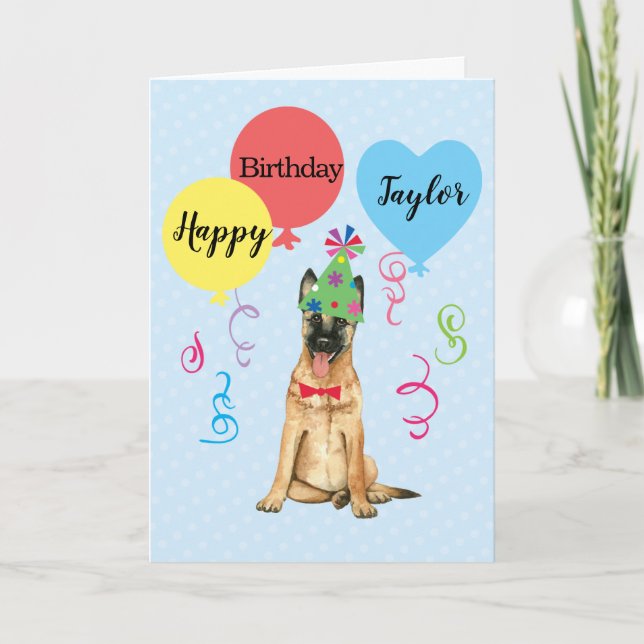 Carte Balloons de fête d'anniversaire Malinois (Devant)