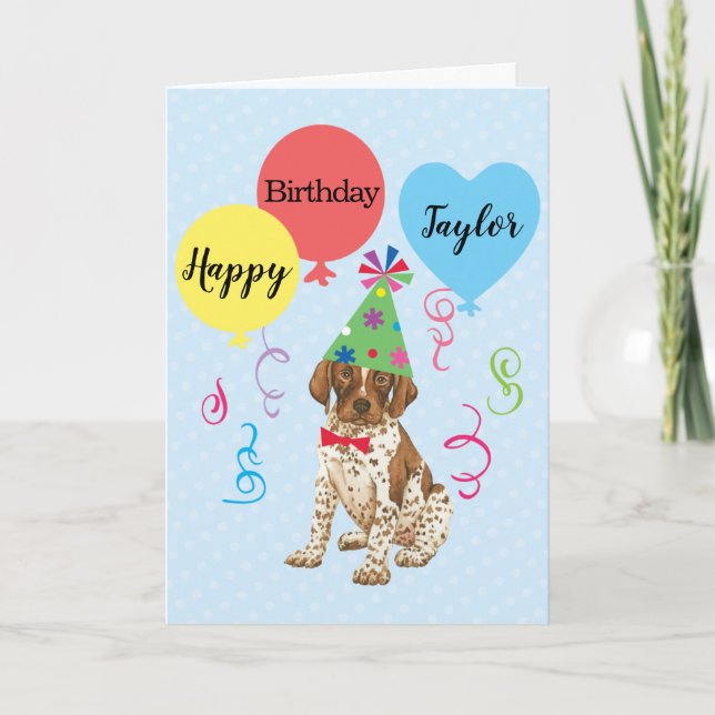Carte Balloons de fête d'anniversaire Pointeur allemand  (Devant)