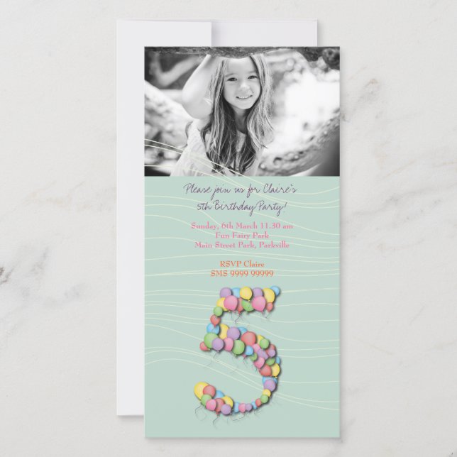 Carte Balloons de fête de 5e anniversaire (Devant)