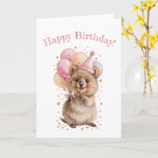 Carte Balloons de joyeux anniversaire au quokka mignon