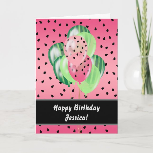 Carte Balloons de pastèque personnalisés Joyeux annivers (Devant)