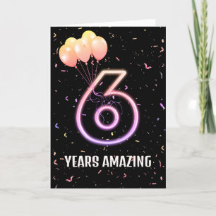 Carte Balloons et Confetti pour le 6e anniversaire