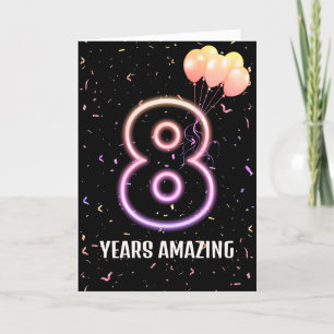 Carte Balloons et Confetti pour le 8e anniversaire