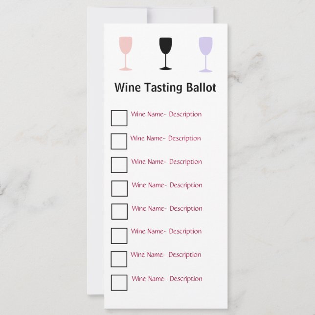 Carte Ballot de dégustation de vin élégant (Devant)