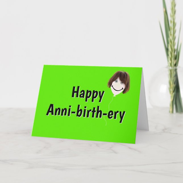 Carte Ballotte d'anniversaire avec cheveux (Devant)