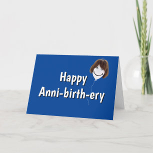 Carte Ballotte d'anniversaire avec cheveux sur bleu
