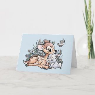 Carte Bambi & Thumper Assis Dans Les Fleurs