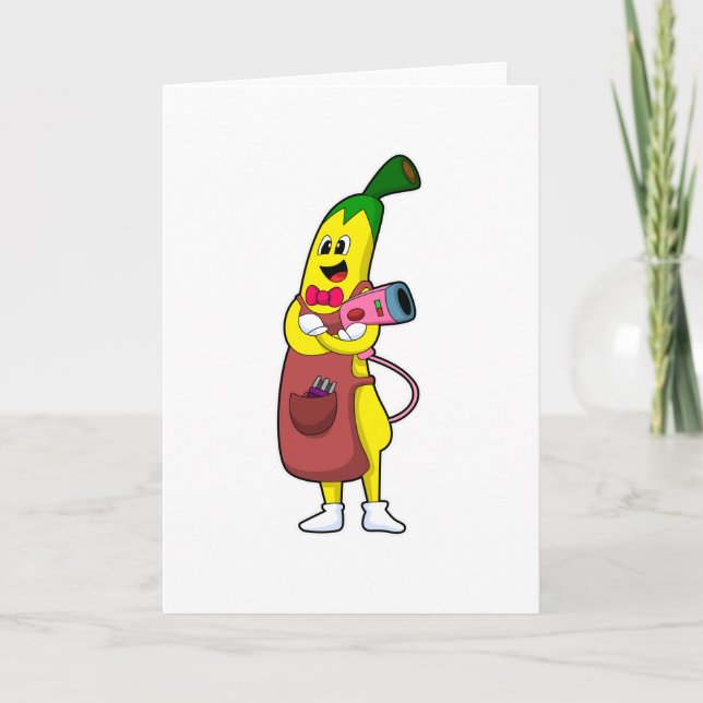 Carte Banana en coiffeur avec sèche-cheveux (Devant)