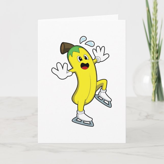 Carte Banane au patinage sur glace avec patins sur glace (Devant)