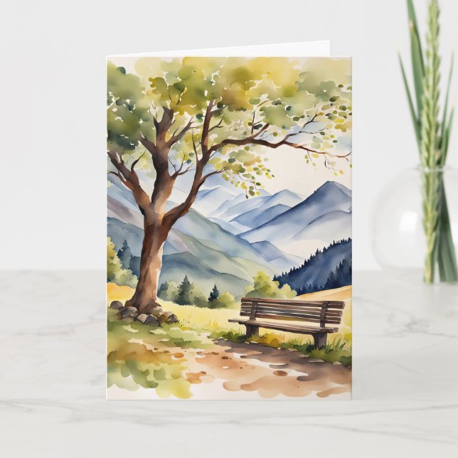 Carte Banc d'aquarelle et Sympathie des montagnes (Devant)