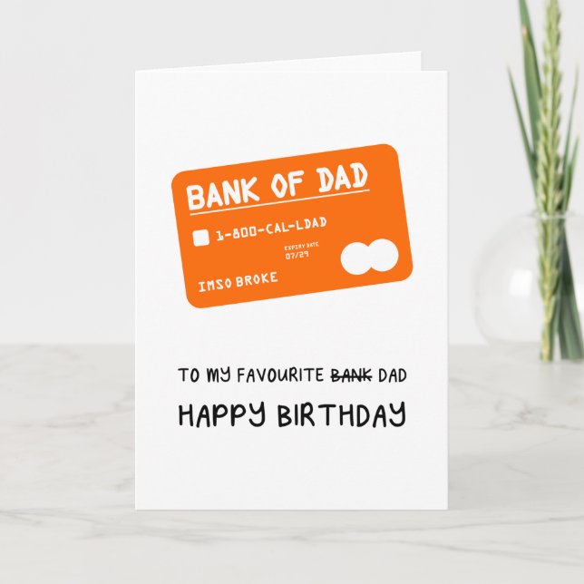 Carte bancaire de Fête des pères amusante Bank of  (Devant)