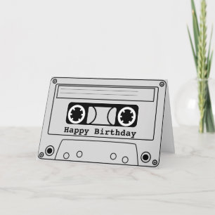 Carte Bande cassette rétro musique d'anniversaire des an