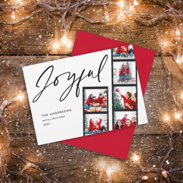 Carte Bande de film moderne 5 Photo Joyeux Noël rouge (Créateur téléchargé)