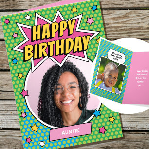 Carte Bande dessinée amusante Anniversaire Stars Tante P