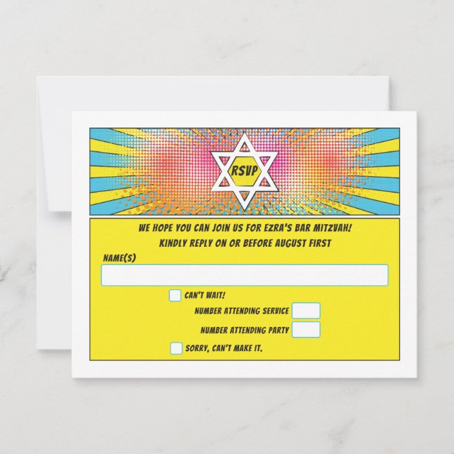 Carte Bande dessinée Barre de livre Mitzvah ou Bat mitzv (Devant)