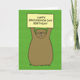 Carte Bande dessinée d'anniversaire de jour de Groundhog