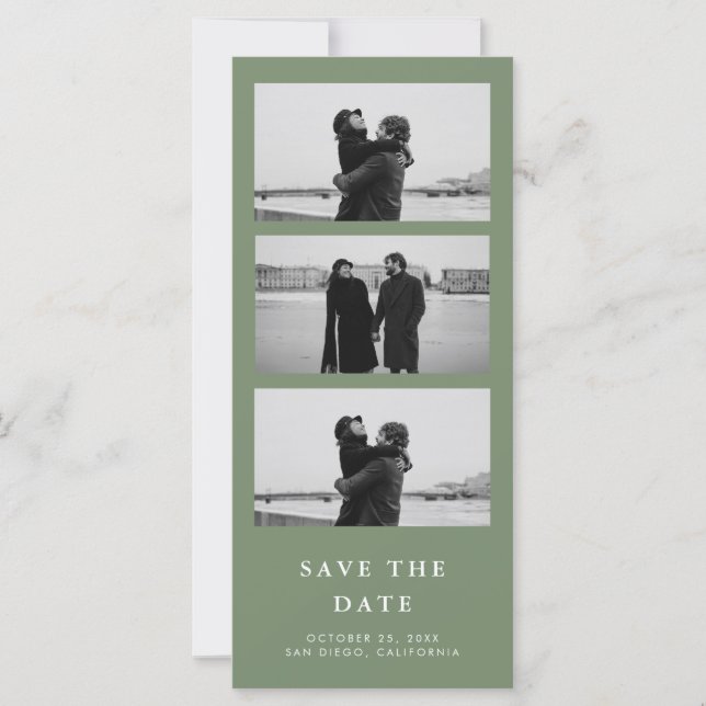 Carte Bande photo Code QR Mariage vert Sage (Devant)