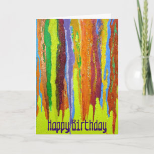 Carte Bandes arc-en-ciel d'art Abstrait Peinture d'anniv