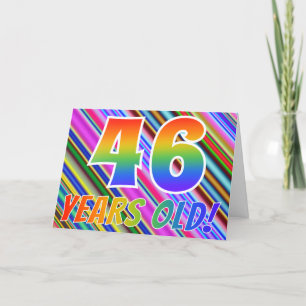 Carte Bandes colorées + Motif arc-en-ciel "46 ans !"