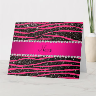 Carte Bandes de zèbre rose chaud noir parties scintillan