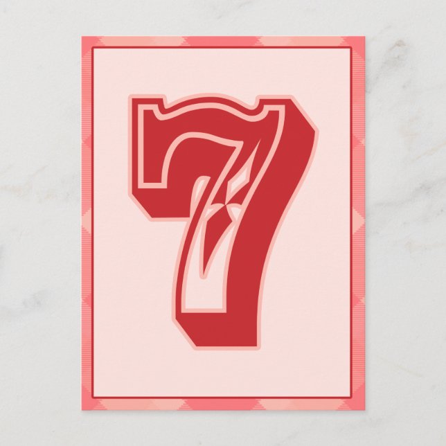 Carte Bannière de typographie rose Numéro "7" (Devant)
