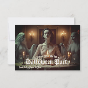 Carte Banquet gothique d'Halloween à la lueur des bougie