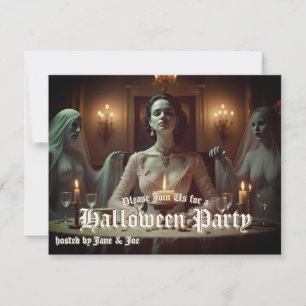 Carte Banquet gothique d'Halloween à la lueur des bougie